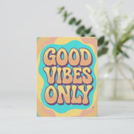 Good vibes only retro groovy style vykort