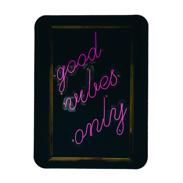 Good Vibes Only Rosa Ljus Aesthetic Typography Magnet (Vertikal)