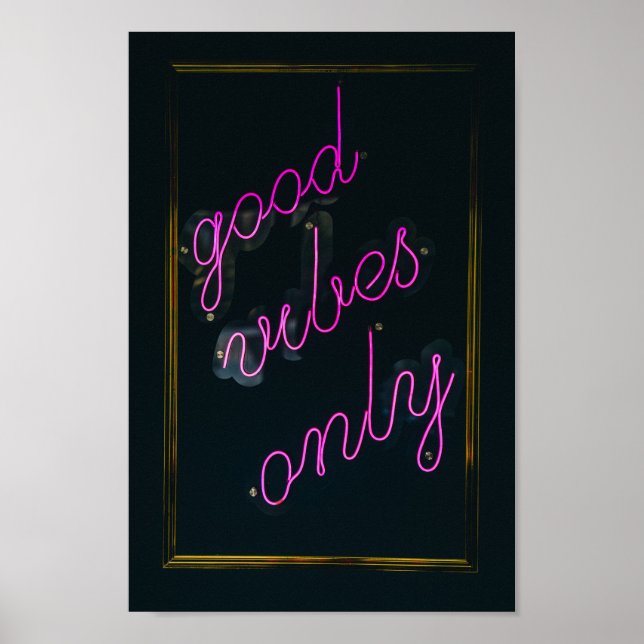 Good Vibes Only Rosa Ljus Aesthetic Typography Poster (Framsidan)
