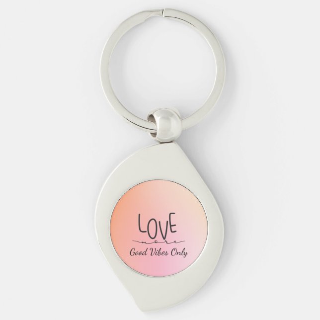 Good Vibes Only Swirl Silverfärgad Nyckelring (Framsidan)