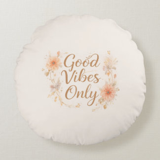 Good Vibes Only Throw Pillow | Floral Aesthetic Rund Kudde
