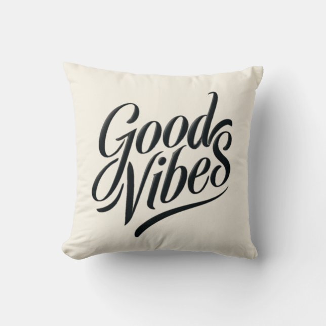 Good Vibes Pillow - Modern calligrafi Stil Kudde (Framsida)