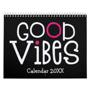 Good Vibes Positive Quotes Rosa Black 2022 Kalender