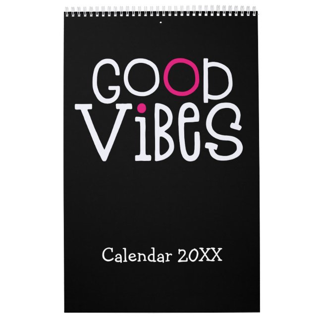 Good Vibes Positive Quotes Rosa Black 2022 Kalender (Omslag)