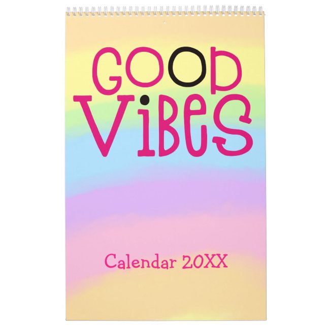 Good Vibes Positive Quotes Rosa Rainbow 2022 Kalender (Omslag)