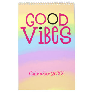Good Vibes Positive Quotes Rosa Rainbow 2022 Kalender