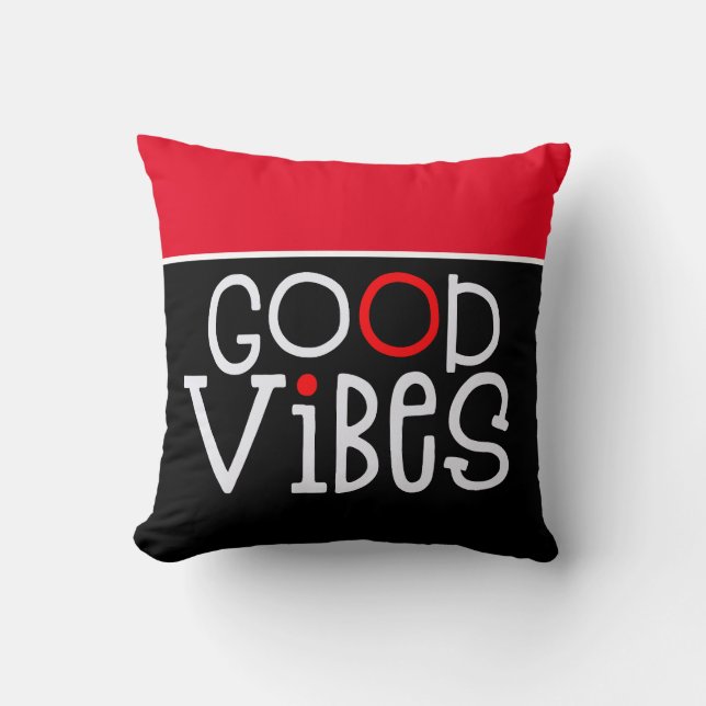 Good Vibes Positivity Quote White Black Red Kudde (Framsida)