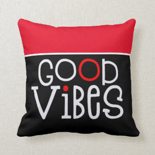Good Vibes Positivity Quote White Black Red Kudde