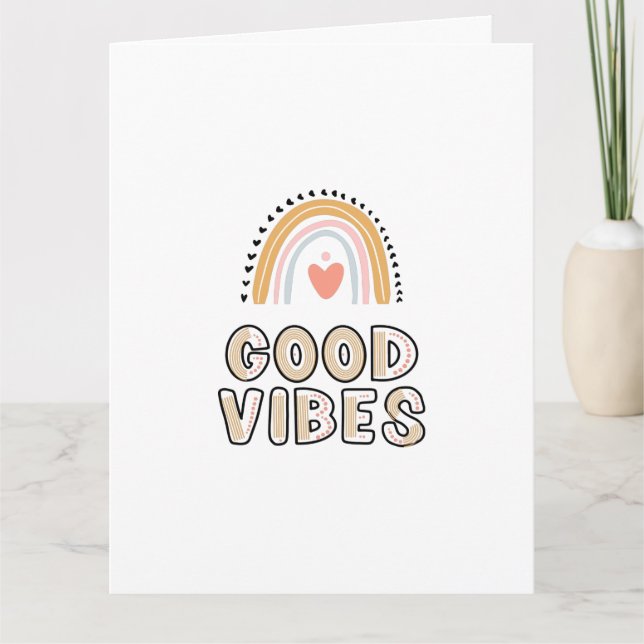 Good Vibes Rainbow Boho Lettering Kort (Framsida)