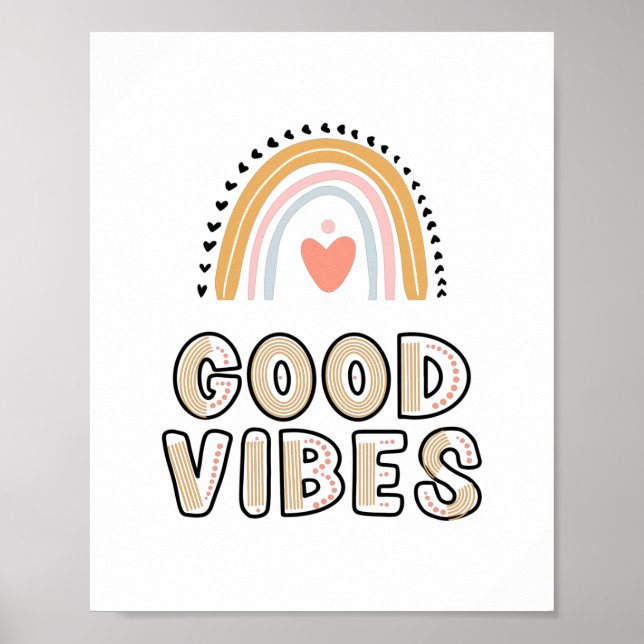 Good Vibes Rainbow Boho Lettering Poster (Framsidan)