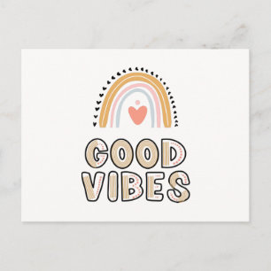 Good Vibes Rainbow Boho Lettering Vykort