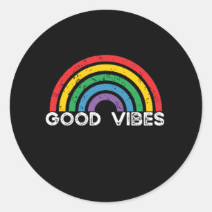 Good Vibes - Rainbow LGBTQ Positive Runt Klistermärke