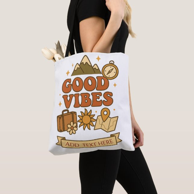 Good Vibes Resedesign – Redigerbar text Tygkasse (Närbild)
