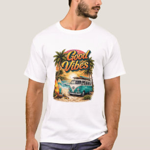 Good Vibes Retro Beach Van T-Shirt Sommar Surf
