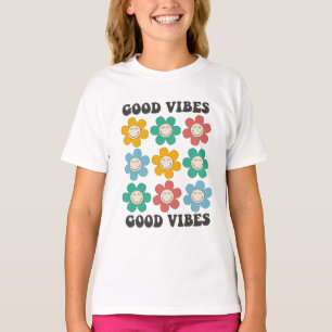 Good Vibes Retro Colorful Daisy Flowers T Shirt