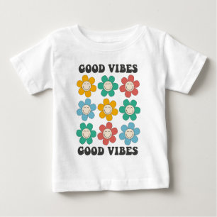 Good Vibes Retro Colorful Daisy Flowers T Shirt