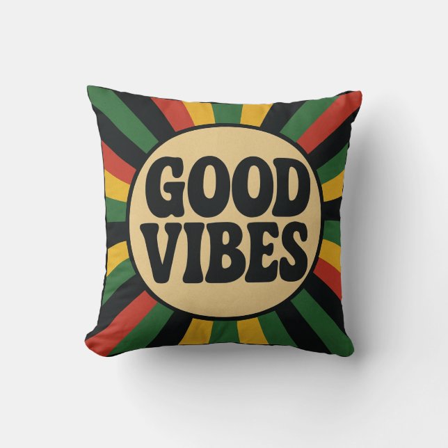 Good Vibes Retro Reggae Pillow Kudde (Framsida)