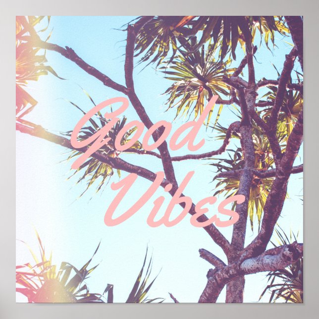 Good Vibes - Retro Tropical Träd | POSTER (Framsidan)
