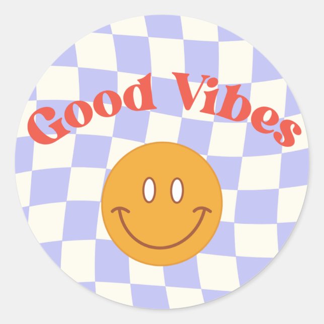 Good Vibes Round Sticker Runt Klistermärke (Framsida)