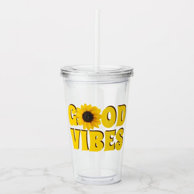 Good Vibes | Solros i Bright Gult Take Away Mugg (Framsida)