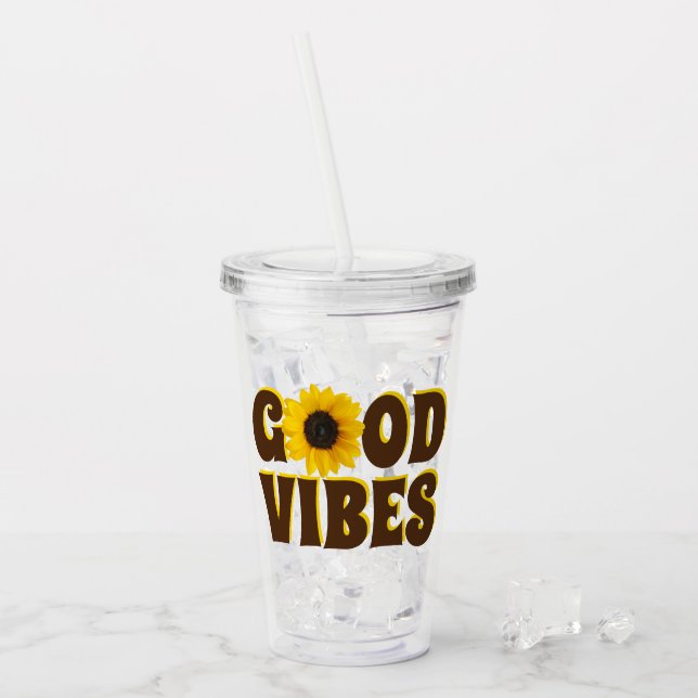 Good Vibes | Solros i Bright Gult Take Away Mugg (Framsida Ice)