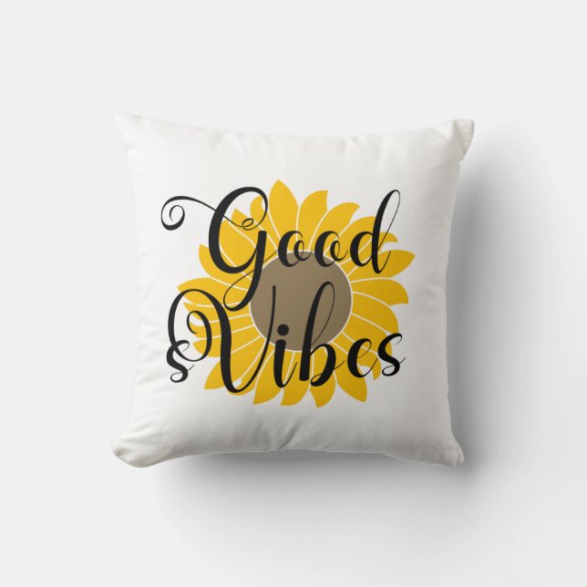 Good Vibes Solros T-Shirt Kudde (Framsida)
