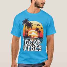 Good Vibes Sunset Handflatan Träd T-Shirt
