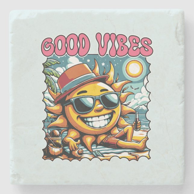 Good Vibes - Sunshine - Retro Summer Stenunderlägg (Framsidan)