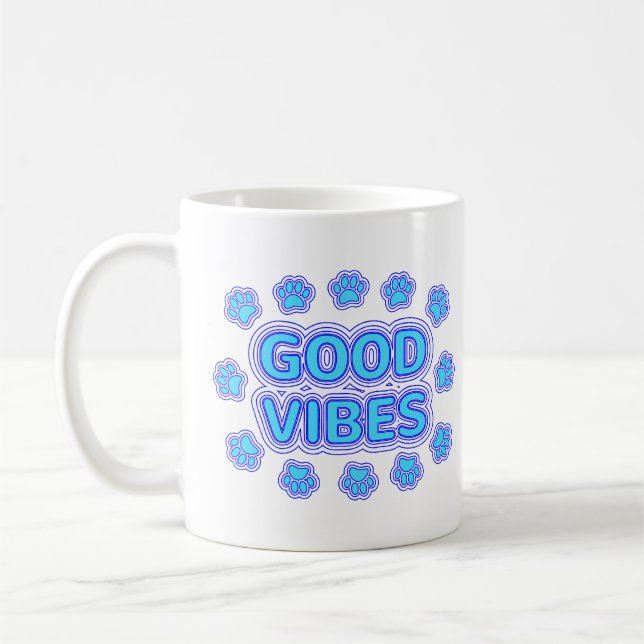 Good Vibes Tecknad hund Tass avtryck Kaffemugg (Vänster)
