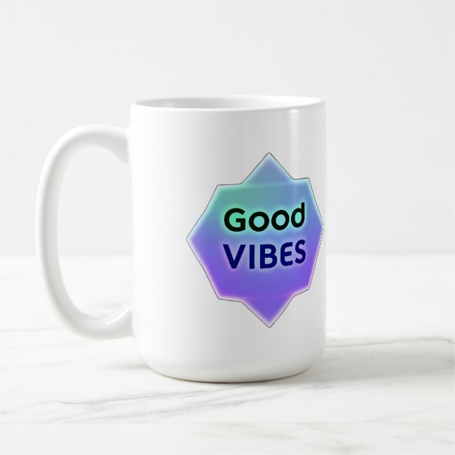 "Good Vibes" Text on Gradient Star Shape Kaffemugg (Vänster)