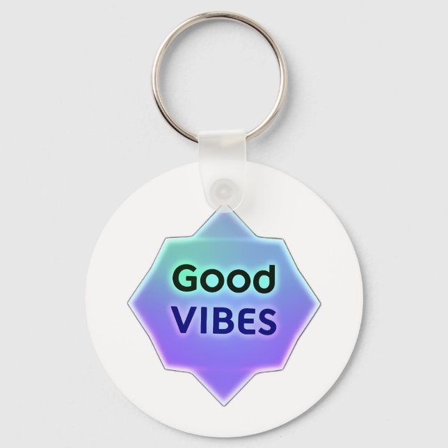 "Good Vibes" Text on Gradient Star Shape Nyckelring (Framsida)