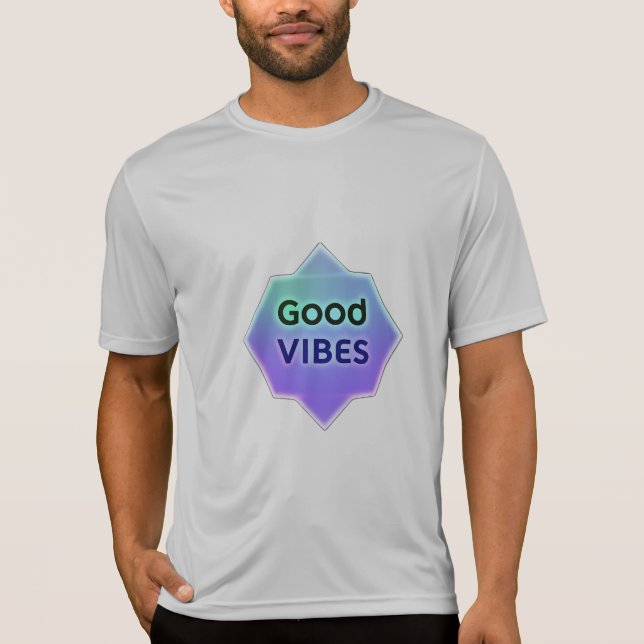 "Good Vibes" Text on Gradient Star Shape T Shirt (Framsida)