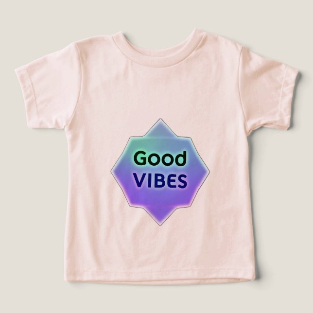 "Good Vibes" Text on Gradient Star Shape T Shirt (Design Framsida)