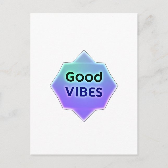 "Good Vibes" Text on Gradient Star Shape Vykort (Framsida)