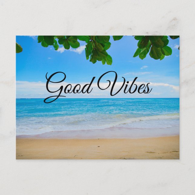 Good Vibes Tropical Beach Sol Sand and Sea Vykort (Framsida)