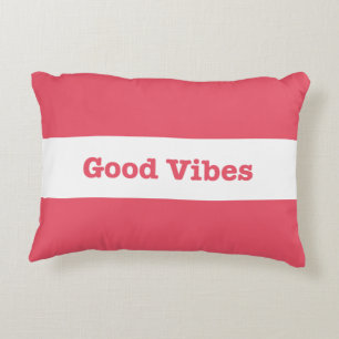 Good Vibes White Band Design (Anpassadet Färg) Prydnadskudde