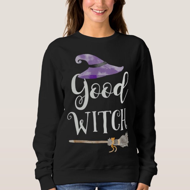 Good Witch Cute Hat Broomstick Halloween Tee (Framsida)