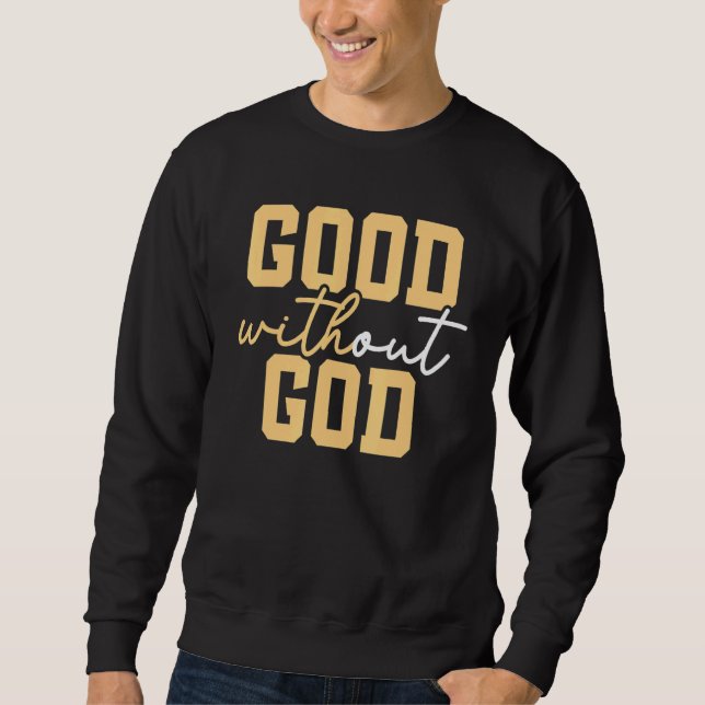 Good Without God Anti Religion Agnostic Blackcraft Lång Ärmad Tröja (Framsida)