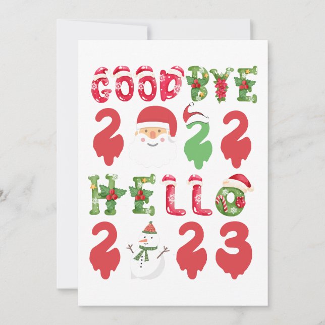 Goodbye 2022 Hello 2023 Happy New Year Christmas  Inbjudningar (Framsida)
