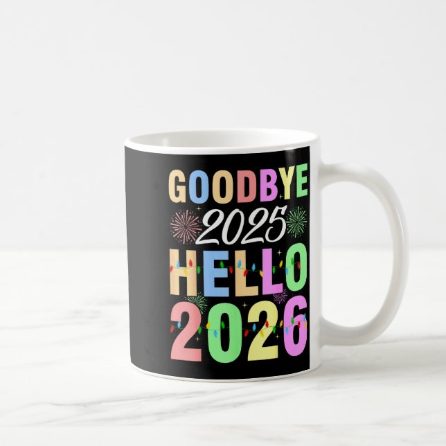 Goodbye 2025 Hello 2026 Christmas Lights Happy New Kaffemugg (Höger)