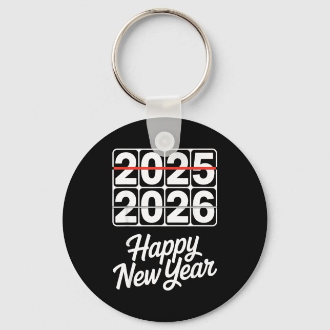 Goodbye 2025 Hello 2026 Clock Happy New Year Party Nyckelring (Framsida)