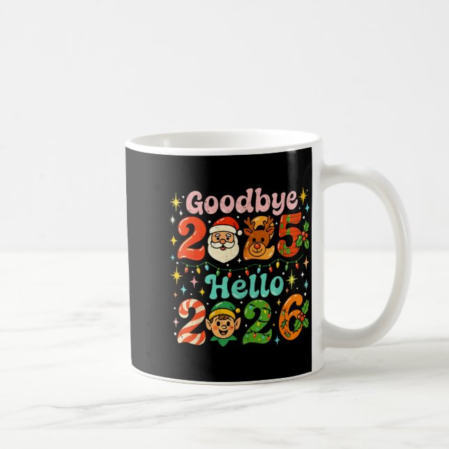 Goodbye 2025 Hello 2026 Cute Christmas New Year  Kaffemugg (Höger)