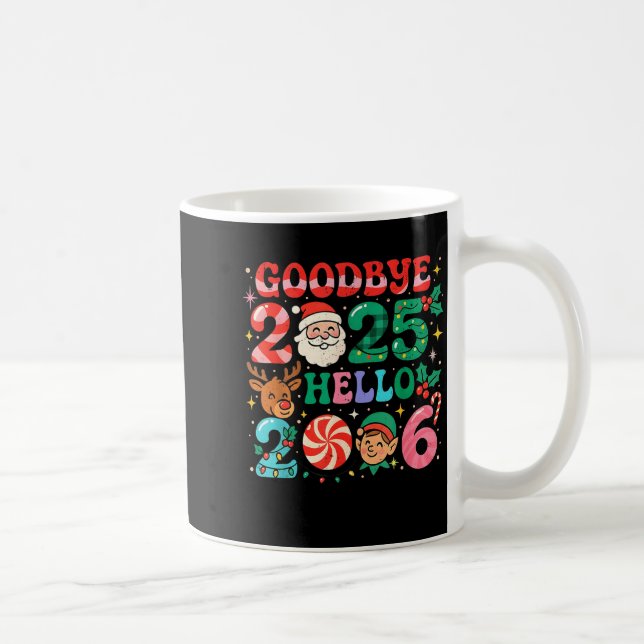 Goodbye 2025 Hello 2026 Cute Christmas New Year  Kaffemugg (Höger)