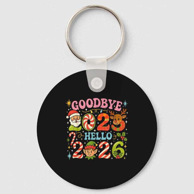 Goodbye 2025 Hello 2026 Cute Christmas New Year  Nyckelring (Framsida)
