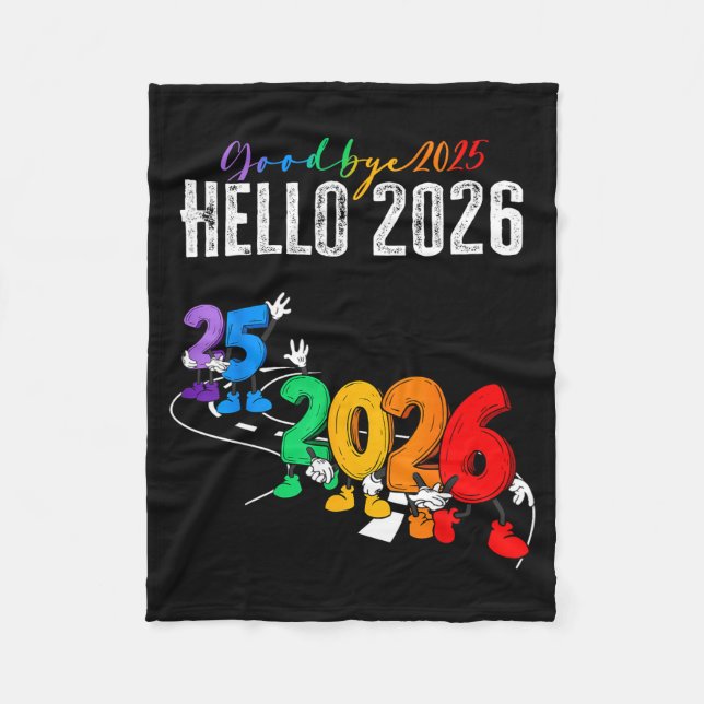 Goodbye 2025 Hello 2026 Funny Cartoon New Year Boy Fleecefilt (Framsidan)