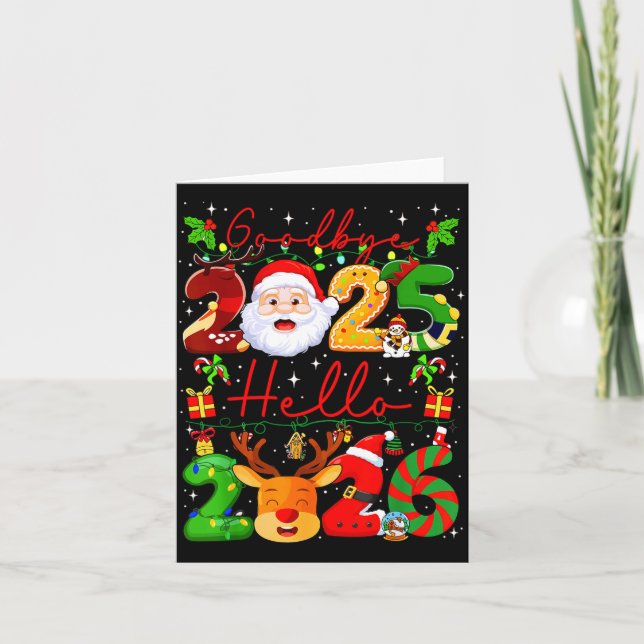 Goodbye 2025 Hello 2026 Happy New Year Christmas F Kort (Framsida)