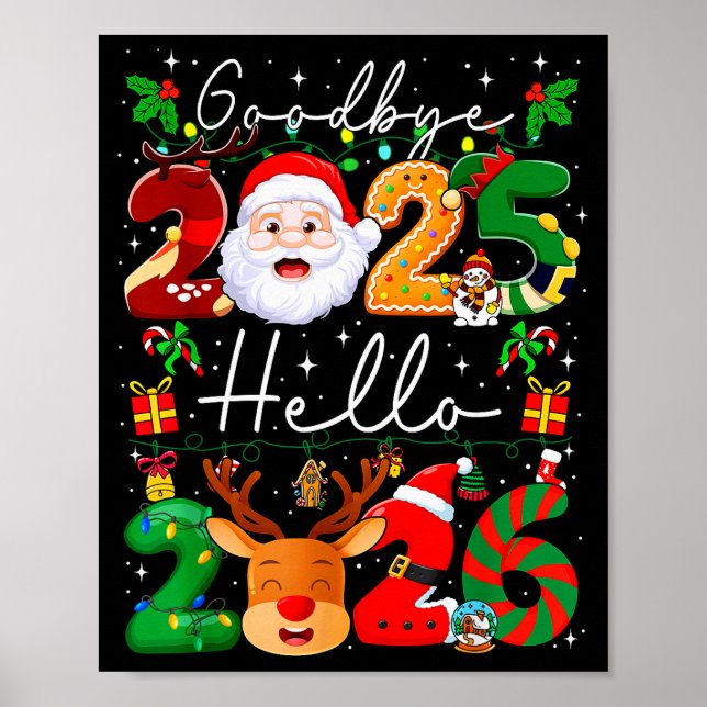 Goodbye 2025 Hello 2026 Happy New Year's Eve Chris Poster (Framsidan)