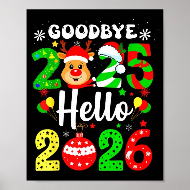 Goodbye 2025 Hello 2026 Happy New Year's Eve Chris Poster (Framsidan)