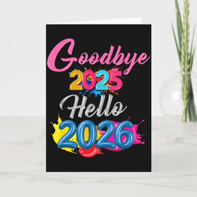 Goodbye 2025 Hello 2026 Kids Funny New Year  Kort (Framsida)