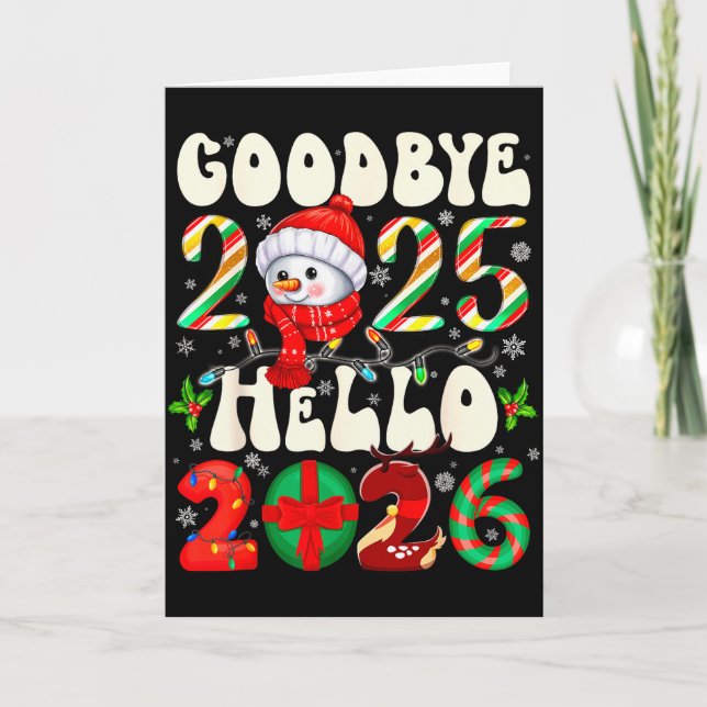 Goodbye 2025 Hello 2026 Merry Christmas Happy New  Kort (Framsida)